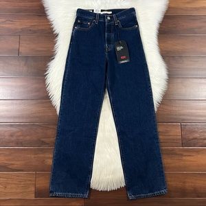 Levi's Size 25 Noe Dark Mineral Ribcage Straight Ankle Denim Jeans